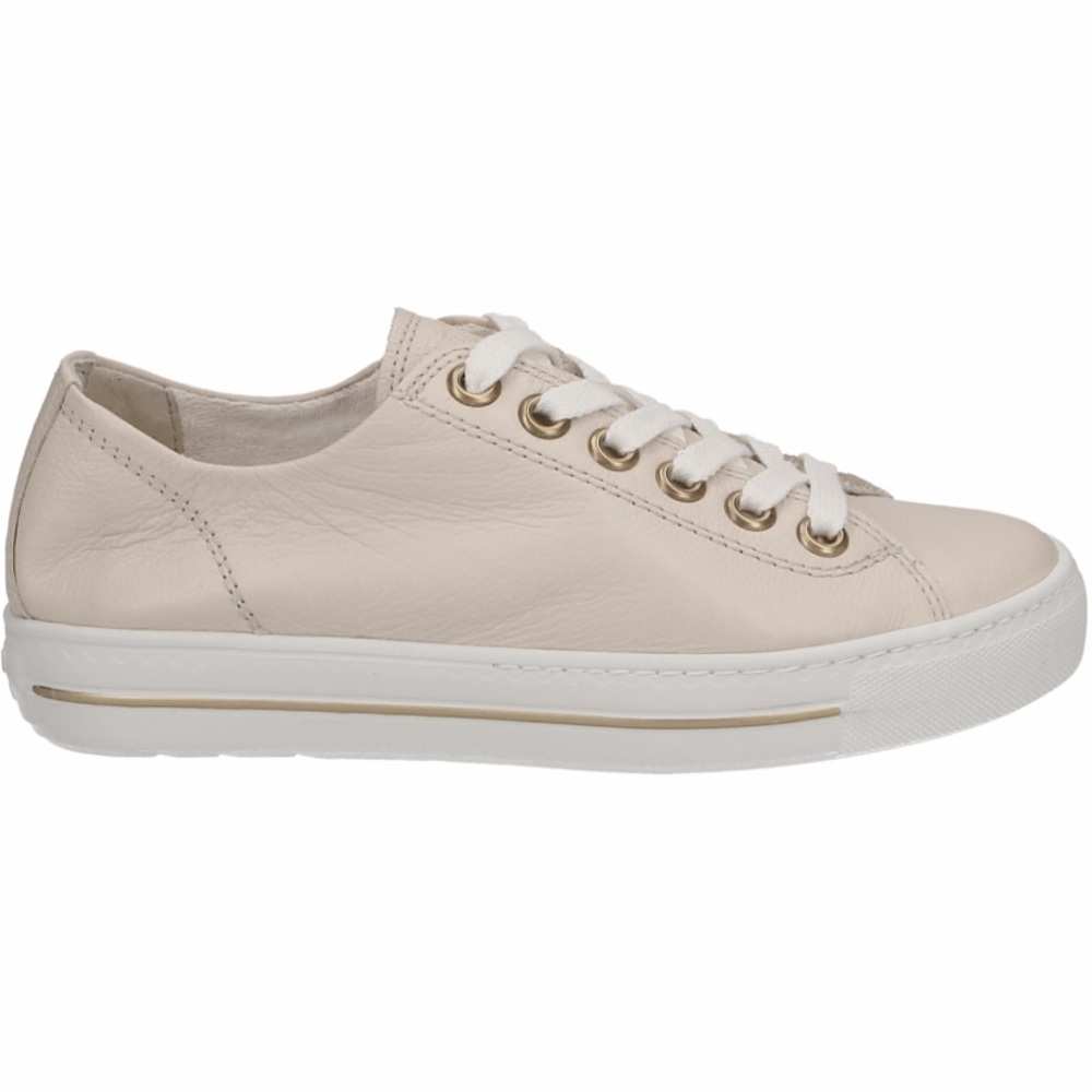 Women's Lace Up Sneakers. Beige Leather. Never worn - Picture 5 of 12